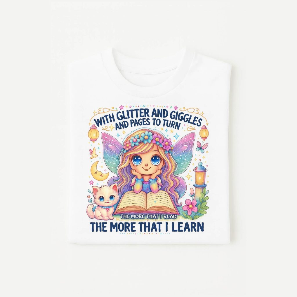 With Glitter and Giggles” Youth T-Shirt – Inspire Imagination, One Page at a Time